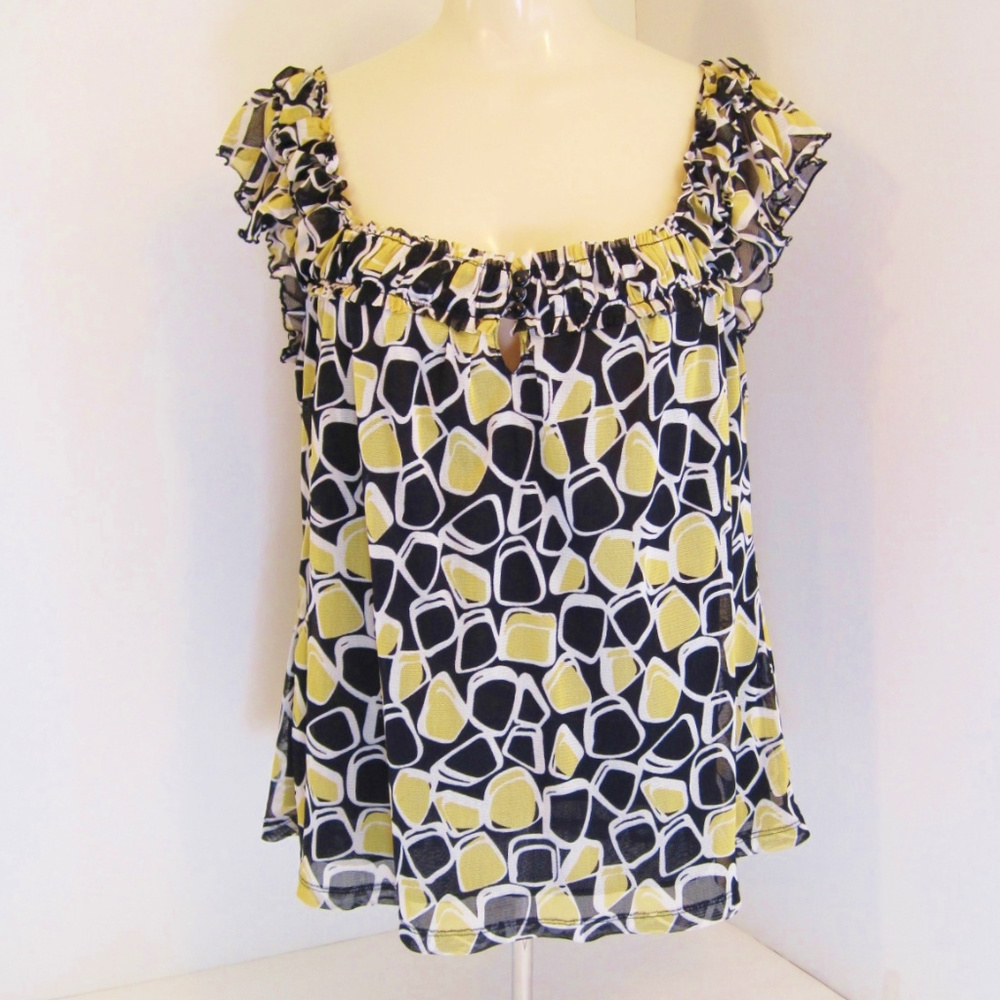 Simply French-Sheer Lined Blouse-Frilly Summer Top